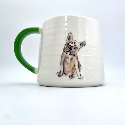 Buy M&S Marks & Spencer French Bulldog Design Mug.No 3743. Ribbed Cream Green • 4.99£