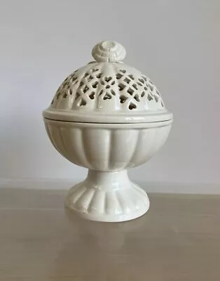 Buy Vintage Leedsware Classical Pierced Creamware Lidded Pedestal Pot Bowl Dish • 18.99£