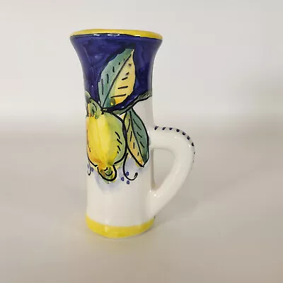 Buy Deruta Italian Pottery Miniature Vase Jug For Single Flower Small Lemon Blue 4'' • 19.99£