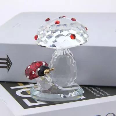 Buy Crystal Ladybug Mushroom Figurine Art Glass Animal Decoration Paperweight' • 9.92£