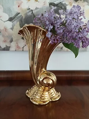 Buy Vintage Royal Winton-Golden Age Cornucopia  Antique Gold Vase-1940s • 30£