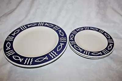 Buy Hornsea Pottery Oceana Blue Fish Plate 2 Plates And 2 Side Plates • 60£
