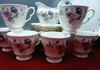Buy English Bone China Colclough Hartley Tea Set 6 Cups Saucers Cake Plate Milk Jug • 49£