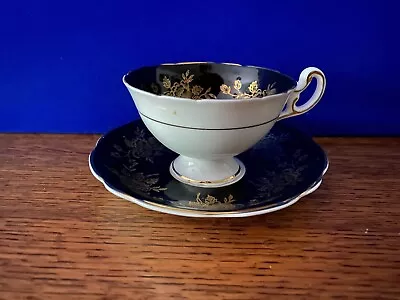 Buy Foley Bone China Black And Gold Teacup And Saucer • 18£