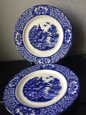 Buy 2xVintage Olde Alton Ware Dinner Plate Blue &White PAGODA Oriental Medium Plates • 12£
