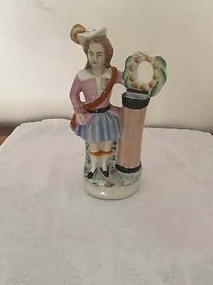 Buy RARE? 19th CENTURY STAFFORDSHIRE PEARLWARE FIGURE - GIRL WITH PLINTH & WREATH • 15£