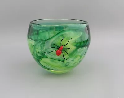 Buy Siddy Langley Contemporary British Art Glass Bowl - Red Insect/Spider - 2009 • 149£