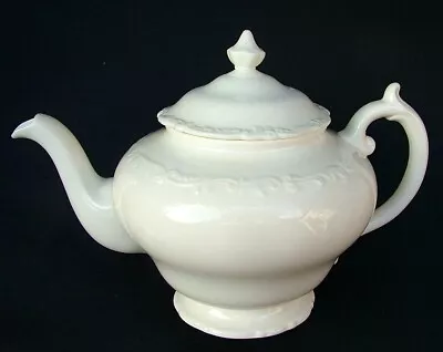 Buy Staffordshire Circa 1970's Embossed White 2pt Teapot & Lid 17cmh Excellent Cond • 25£