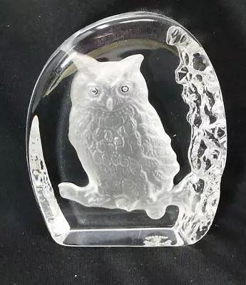 Buy Wedgwood Glass Long Eared Owl Paperweight Clear Frosted Collectable • 6.95£