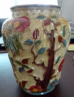 Buy H.J. Wood Art Deco Majolica Hand Painted Indian Tree Pattern Large Vase • 10£