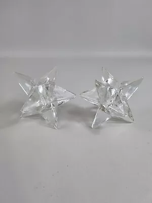 Buy Set Of 2 Crystal Style Clear Candle Holders Home Decor Star Unique Glass • 14.90£