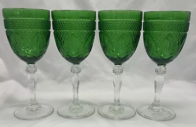 Buy Antique Emerald Green CRISTAL D'ARQUES DURAND Water Goblet 8  Set Of 4 • 54.97£