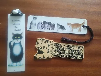 Buy 3 X Cat 🐈 🐈 🐈 Mixed Wood Pottery And Card Bookmark Bundle C13 • 4.99£