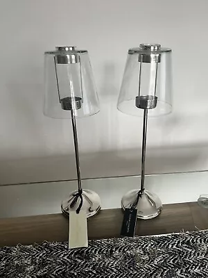 Buy Culinary Concepts Tall Tea Light Holders With Glass Shade, Pair, Brand New • 30£