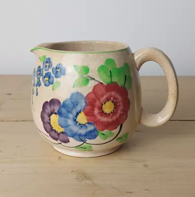 Buy Vintage Art Deco Brentleigh Ware Hand-painted Floral Jug Pitcher Vase • 8£