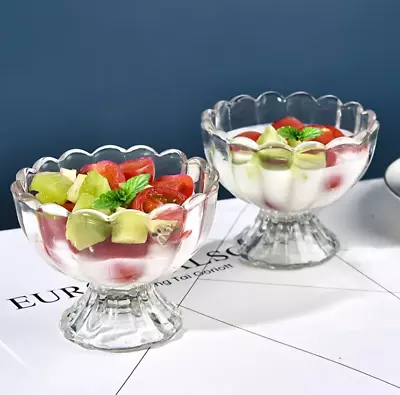 Buy 6 X Ice Cream Sundae Glasses Dessert Bowls Stemmed Footed Trifle Pudding Glasses • 7.99£