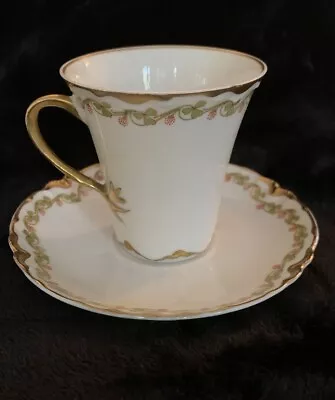 Buy 1900 Haviland & Co Limoges France Tea Cup And Saucer Set In Clover Leaf Pattern • 45.66£