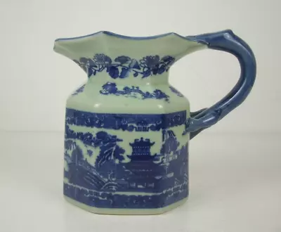 Buy Vintage Chinese Flow Blue Willow Large Octagonal Decorative 2.5 Pint Pitcher Jug • 12.49£