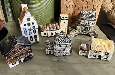 Buy 6x Vintage Pottery Buildings- Church-Water Mill-Bridge&Dutch House-Alpine Lodge • 2.99£