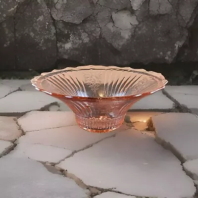 Buy Vintage Pink Depression Glass Large Salad Bowl Tapered Aprox Measure 11.25x4.75  • 69.89£