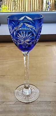 Buy Bohemian Tall Crystal Cut To Clear Wine Glass Cobalt Blue 8   • 30£