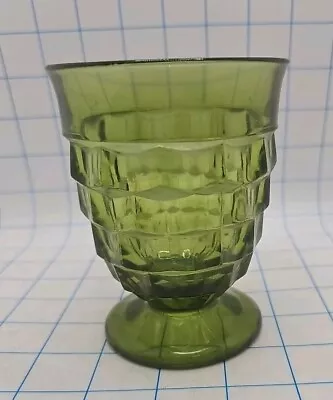 Buy Indiana Glass Whitehall Colony Cubist Avocado Green Juice Glass 4.25” • 9.31£