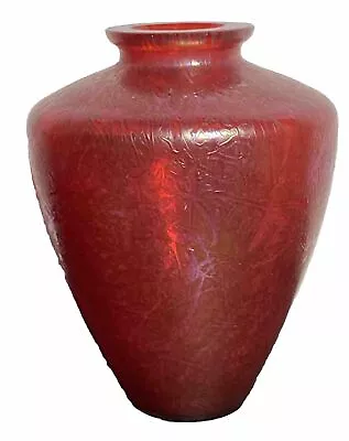 Buy Vintage Royal Brierley Iridescent Red Cranberry Glass Vase - • 12.50£