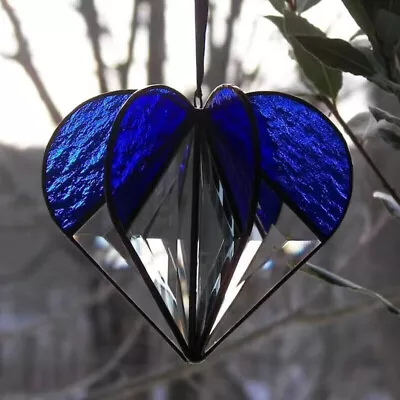 Buy 3D Heart Stained Glass Ornaments Multi-Sided Acrylic Heart Corridor Pendant Gift • 6.47£