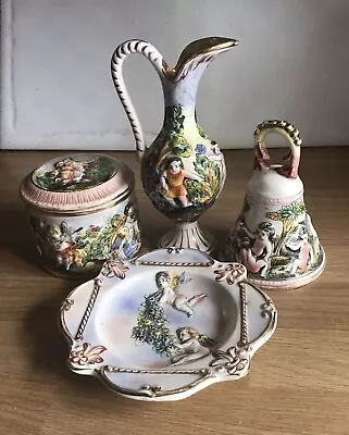 Buy Capodimonte Vintage  Pitcher ,bell,bowl And Dish. Cherubs Design. Clearance • 30£