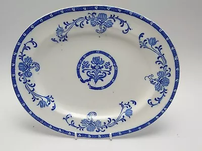 Buy Antique Star China Company Blue & White Floral Oval Platter Flow Blue • 89.99£