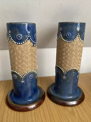 Buy A Good Antique Pair Of DOULTON LAMBETH Spill Vases 8409 MISPRINTED DOYAL DOULTON • 60£