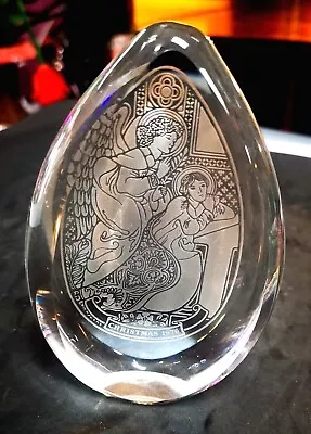 Buy Wedgewood Glass Paperweight, Christmas Etched Angel Scene, Christmas 1976 • 8.50£
