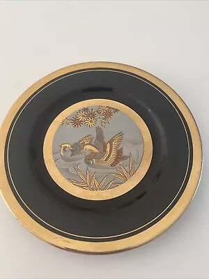 Buy Simco Art Ware Plate Japan Black Gold Bird Flower Rare Collectors • 9.99£