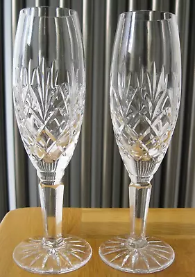 Buy 2x Waterford Crystal Or Edinburgh Crystal Champagne Flutes-Fan & Criss Cross Cut • 50£