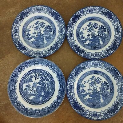 Buy Set Of Three English Ironstone Pottery 'Old Willow' 17.5cm Side Plates • 7.95£