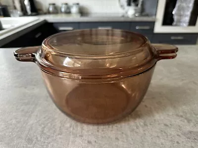 Buy Vision Corning France Amber Glass Stock Pot Large Handled Cooking Pot With Lid • 24.95£