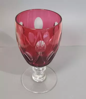 Buy Cranberry Cut To Clear Water Goblet 5.75 Inch • 11.18£