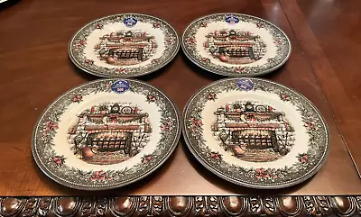 Buy ROYAL STAFFORD Christmas Eve FIREPLACE Mantel Salad Side Plates 4 Pc SET New • 51.04£