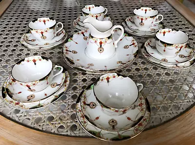 Buy Vintage Sutherland Bone China Tea Set 21 Pieces White,Black & Orange 960 Design • 32.50£