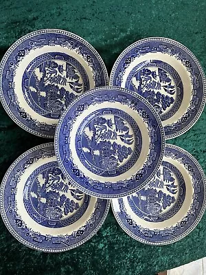 Buy Set Of Five Fenton Victoria Porcelain Willow Pattern Soup Bowls • 25£