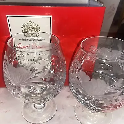 Buy 2 X Royal Brierley Crystal HONEYSUCKLE Brandy Glasses 12.5cm  (ref #1) • 20£