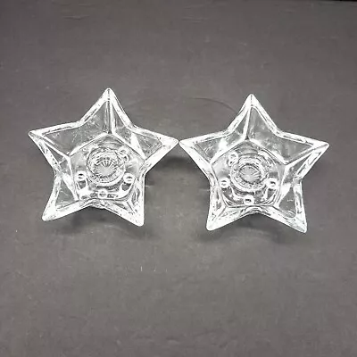 Buy Set Of 2 Star Shaped Clear Glass Taper Candle Holders- 4.5  Wide, 1.25  Tall • 9.31£