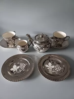 Buy Grays Pottery Silver Lusterware Tea Coffee 8Pc Set Stoke On Trent England Signed • 39.90£