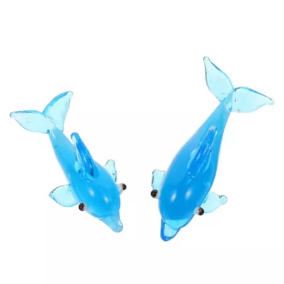 Buy 2 Pcs Crystal Dolphin Sculpture Glass Blown Ornaments Glass Dolphin Statues • 8.89£