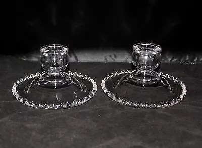 Buy Imperial Candlewick Crystal Elegant Glassware 2 Flat Candleholders Tapered 3 In. • 21.19£