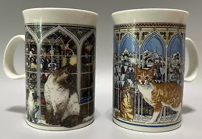 Buy Dunoon Lot Of 2 Christmas Cat 4” Mugs English Bone China White Made In Scotland • 13.97£