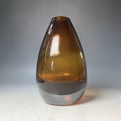 Buy Large Riihimaki/Riihimaen Lasi Oy Style Amber Ovoid Glass Vase In Amber Brown • 25£