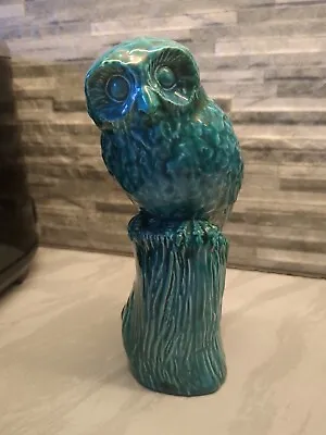 Buy Vintage Anglia Pottery Owl . Turquoise, Wonderful Condition • 5£