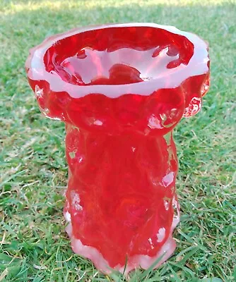 Buy Ingrid Glass/Glashutte Red Bark Textured Vase 70s Mid Century 14 Cm • 7.99£