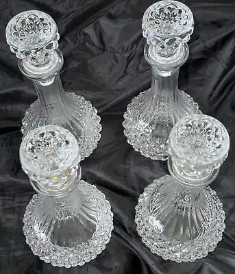 Buy Set Of X4 Stunning Vintage Heavy Cut Crystal Glass Decanter 500ml 9” X 4” VGC • 29.95£